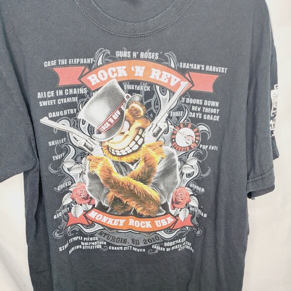 Rock 'N Rev Monkey Rock USA Sturgis, SD Guns N' Roses 2010 Men T-Shirt Large - Picture 2 of 9